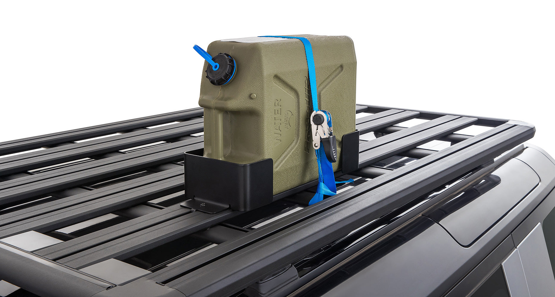 Rhino Rack single canister mount including ZWIFLOC and lashing strap for Pioneer platform