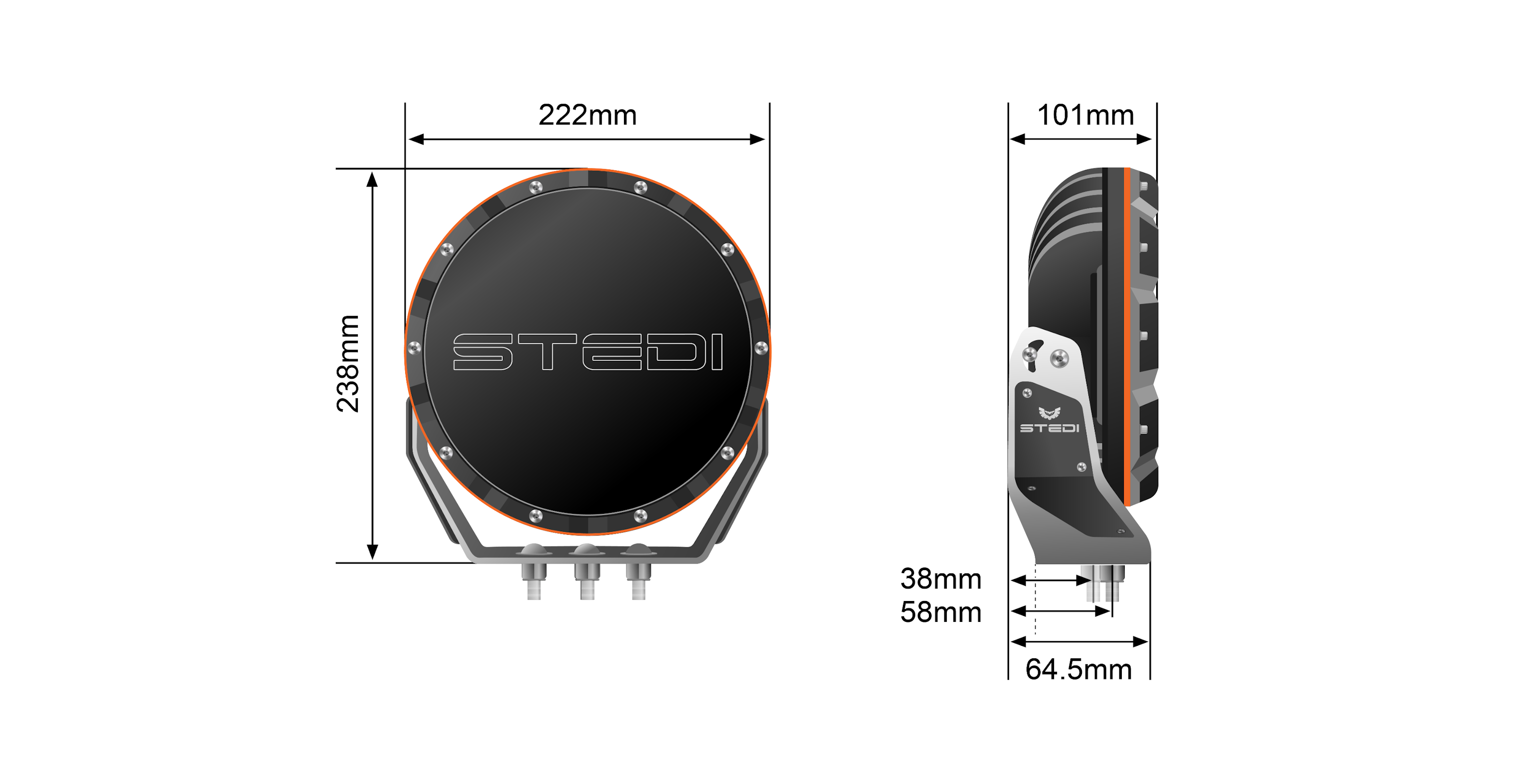 STEDI Type-X™ Sport 8.5" LED Driving Lights (1 piece)