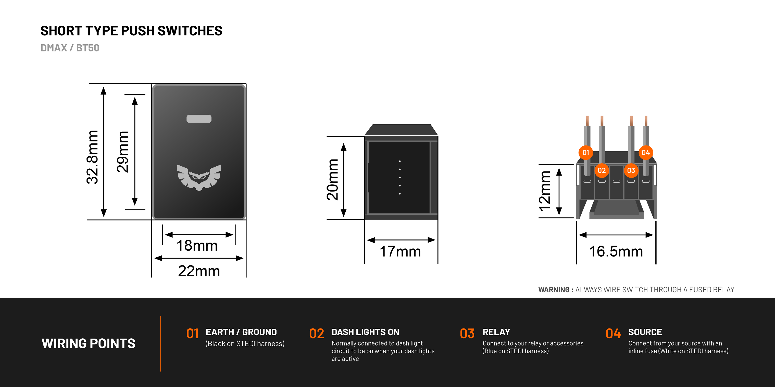 STEDI Isuzu - Switch range - D-MAX (2020+) / M-UX(2021+)