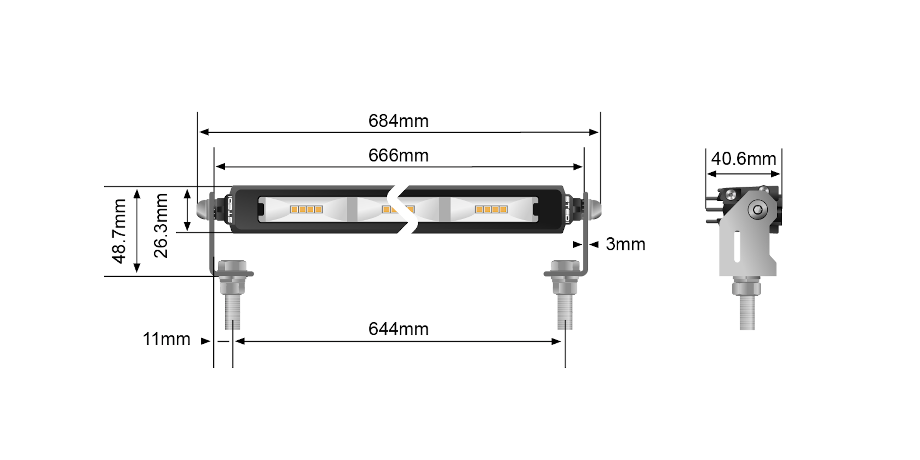 STEDI Light Bar Micro V2 26 inches (cool white)